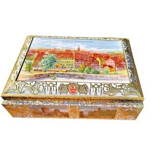 Vintage E. Otto Schmidt Lg Tin Biscuit Box 1999 Nuremberg Germany Lebkuchen